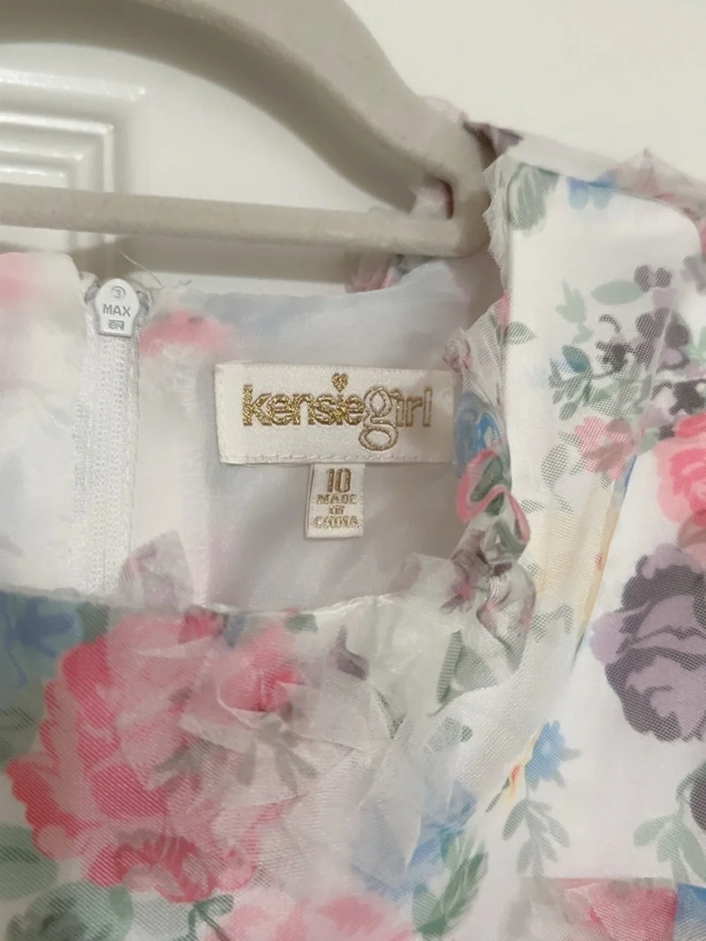 Kensie Girl Floral Ruffled Party Dress - Pink Blue White